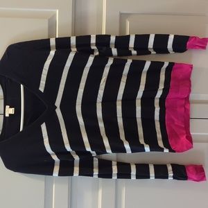 Navy White and Pink V-neck JCrew Sweater